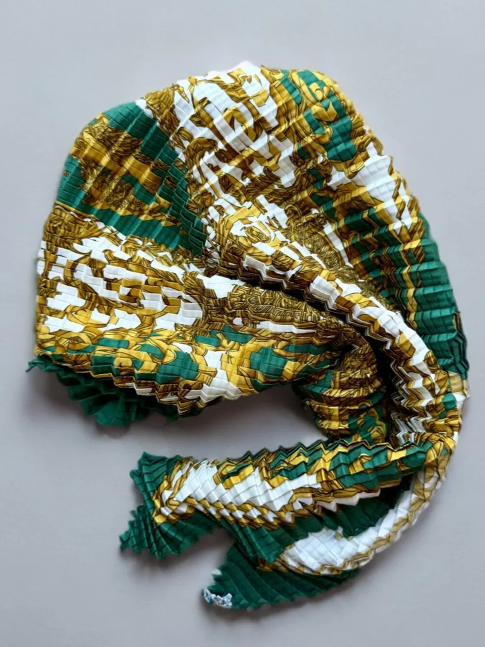 Hermes Green Les Tuileries Joachim Metz Mosaic Pleats Silk Scarf